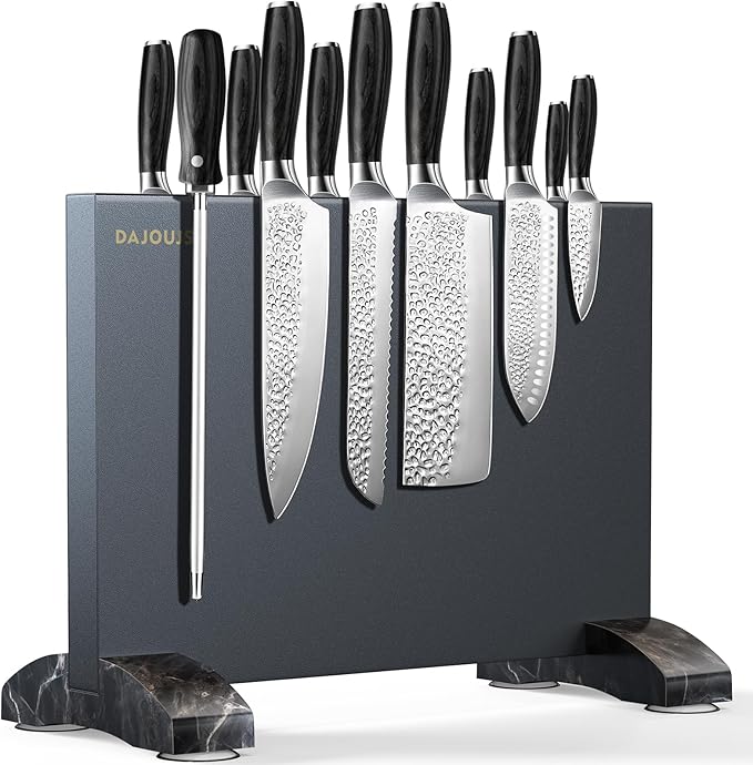 Magnetic Knife Holder, Magnetic Knife Block without Knives, Strong Double Sided Magnet Knife Storage Strip for Kitchen Counter-Black