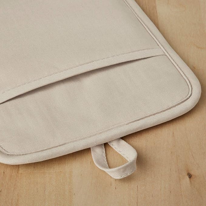 KitchenAid Ribbed Soft Silicone Water Resistant Pot Holder Set, Milkshake, 2 Piece Set & Beacon Non-Slip Oven Mitt Set, Milkshake/Beige, 2 Piece Set
