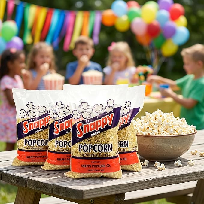 Snappy White Popcorn Kernels for Popping with Popcorn Machine, Air Popper or Stove Top, 2 lb Bags, 4 Pack