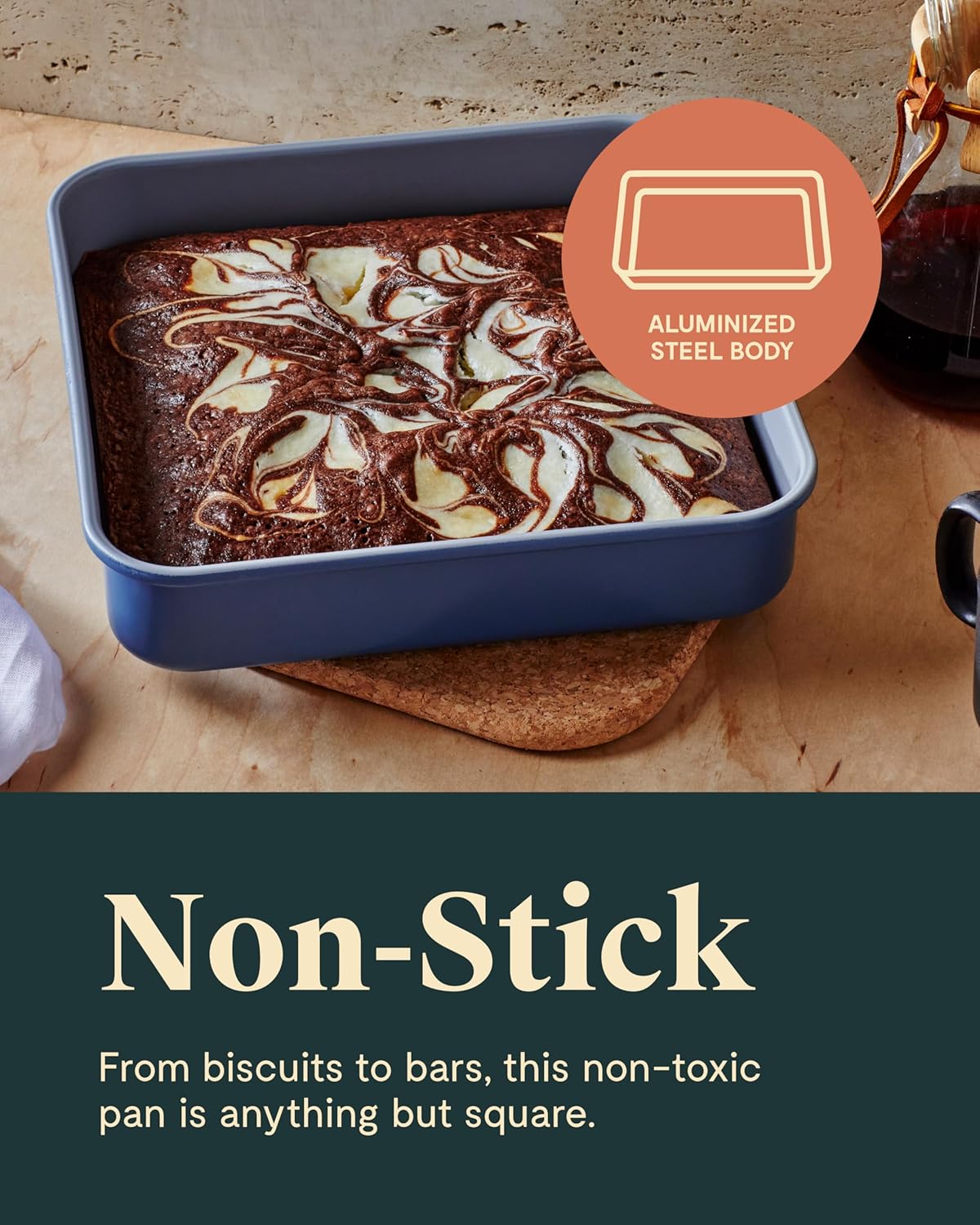 Caraway Non-Stick Ceramic 9” Square Pan - Naturally Slick Ceramic Coating - Non-Toxic, PTFE & PFOA Free - Perfect for Brownies, Lemon Bars, Cakes, & More - Perracotta