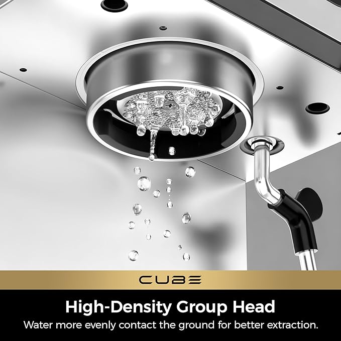 CHULUX Cube Espresso Machine with Milk Frother Steam Wand, 20 Bar Professional Italian Pump Semi Automatic Espresso Coffee Machine for Home Cappuccino & Latte Maker