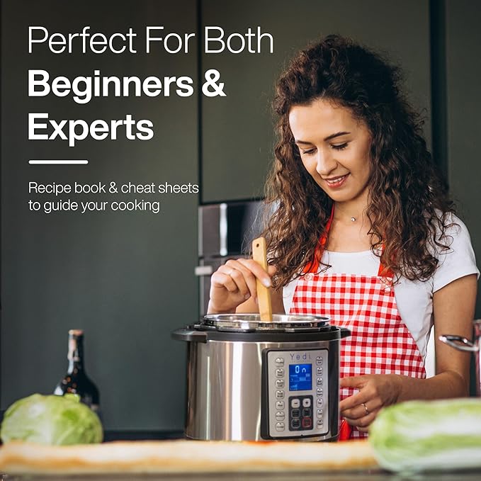 Yedi Houseware Total Package Pressure Cooker- 9-in-1 Digital Screen with Endless Recipes and Deluxe Accessory Kit Stainless Steel 6 Litres