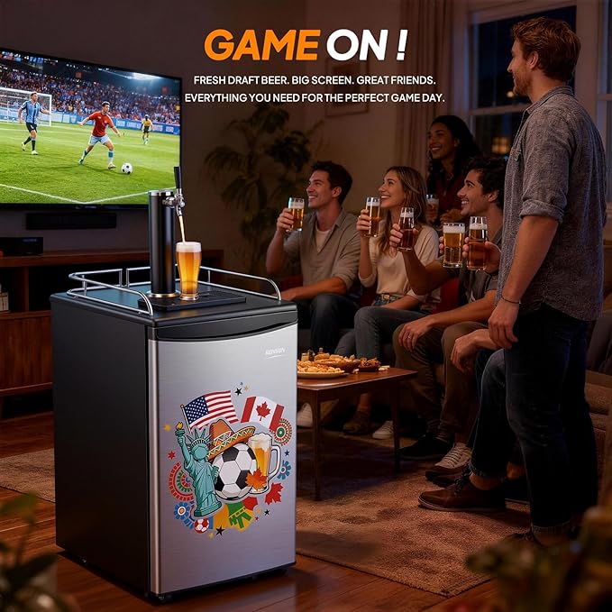 ROVSUN BF-152 Full Size 5.4 Cu.Ft, Beer Kegerator with CO2 Tank Included, Draft Beer Dispenser for Home Bar, 152L Beverage Refrigerator Direct Cool, Metal Cabinet, Single Tap, Silver