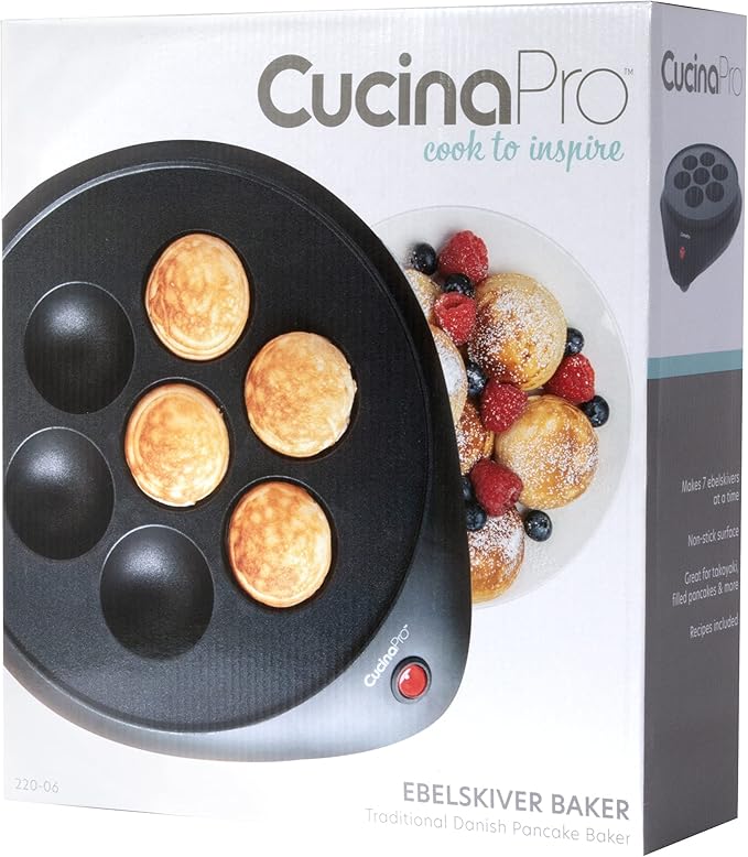Ebelskiver Maker- Electric Non-stick Baker for Making Takoyaki, Ebelskiver or Octopus Balls, Aebleskivers, Donut Holes & Cake Pops, Unique Danish Mini Pancakes or Dessert Treat- Baking Gift for Her