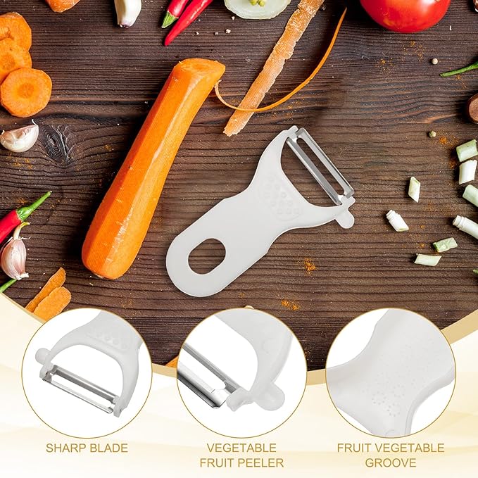 uxcell Vegetable Peeler Set, 4.5 Inch Stainless Steel Potato Peeler for Apple Fruits White