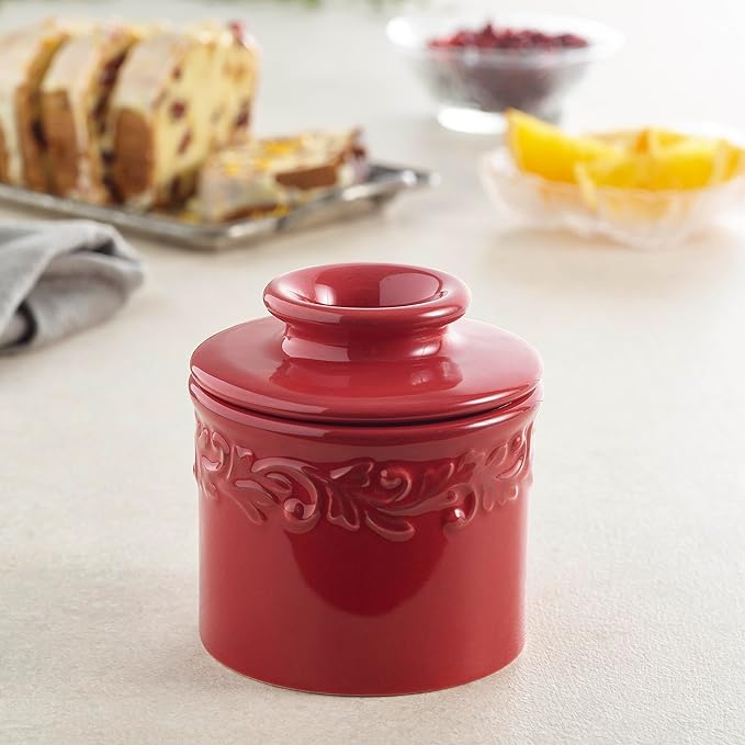 Butter Bell - The Original Butter Bell crock by L Tremain, a Countertop French Ceramic Butter Dish Keeper for Spreadable Butter, Antique Collection, Emerald