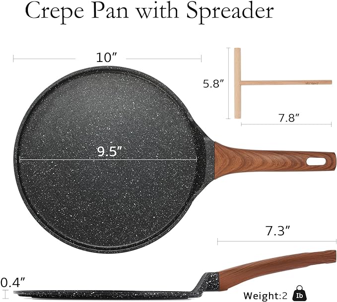 ESLITE LIFE 9.5 Inch Nonstick Crepe Pan and Grill Pan