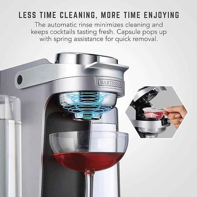 Bartesian Professional Cocktail Machine and Margarita Maker - High Capacity Bar Cocktail Mixer with 5 Premium Glass Bottles for Parties and Entertaining - Push-Button Technology and Easy Clean Design
