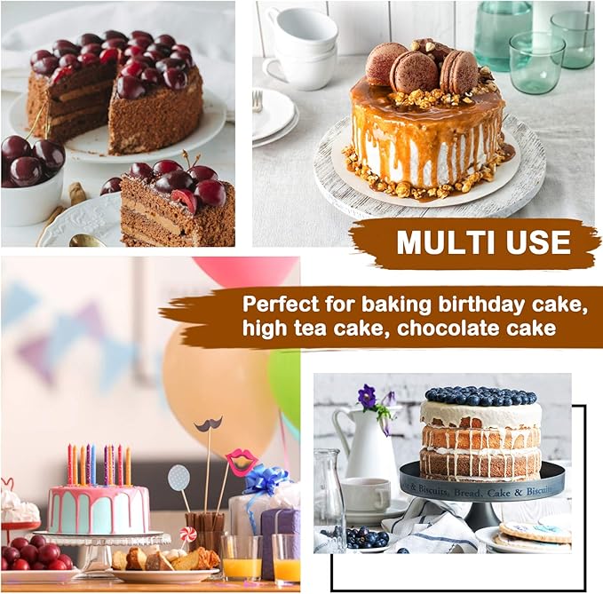 P&P CHEF 6 Inch Cake Pans Set, Round Baking Pan Stainless Steel Layer Birthday Wedding Cake Oven Pans, Non Toxic & Heavy Duty, Deep Side & Mirror Finish, Dishwasher Safe, (4Pcs)