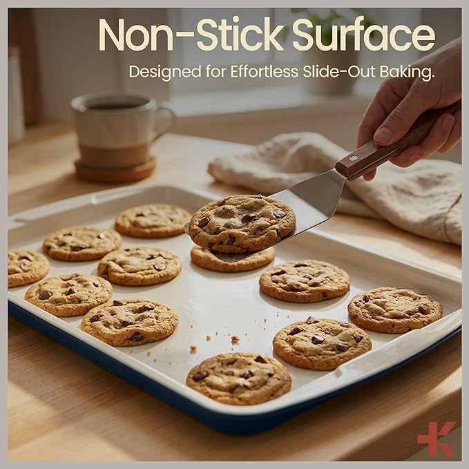 Royal Blue 10-Piece Bakeware Sets, Nonstick Carbon Steel Baking Sheet & Pans, Stackable Space-Saving Bakeware, Dishwasher Safe, Stain-resistant, PFOAPFOSPTFE Free, Oven Safe Up To 450°F (230°C)