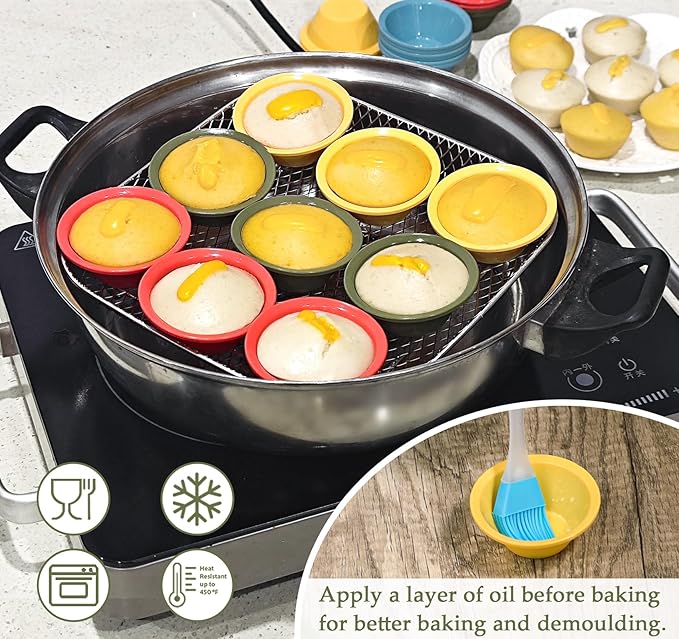 Webake 24 Pcs Silicone Puto Molder Filipino Small-Size, 2.2" Plastic Replacement Baking Cup, Reusable Kutsinta Molder for Steamer, BPA-Free and Non-Stick, Great for Bite-Size Muffin, Tart Baking