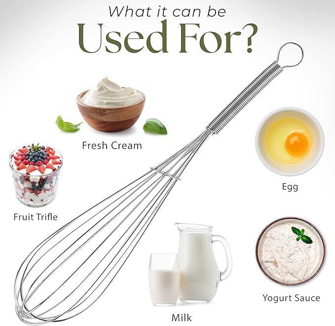 Alpine Cuisine Stainless Steel Wire Whisk 3pc set with Ergonomic Handle | Egg Whisk, Sauce Whisk & Flat Whisk Combined | Space Saving Whisks for Cooking, Baking & Deglazing, Dishwasher Safe