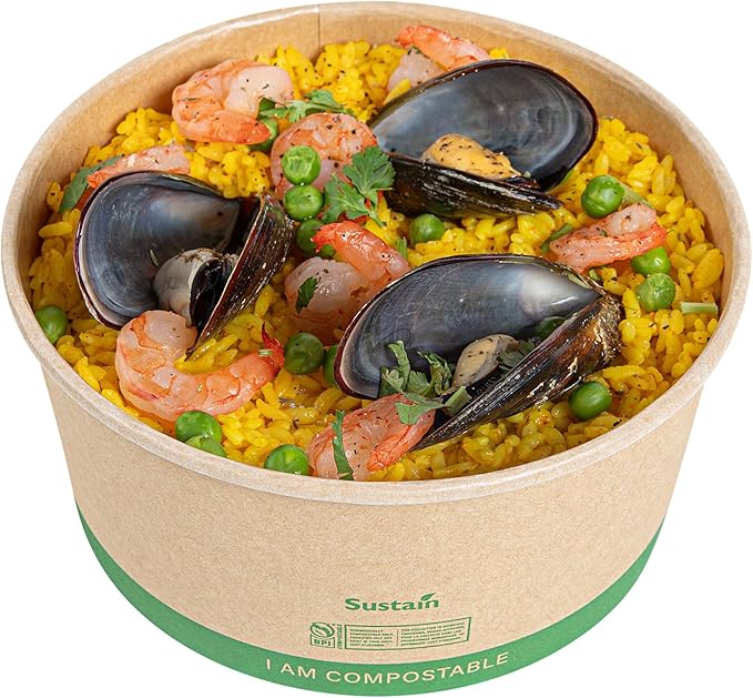 Restaurantware Paper Food Containers 50 Pack Of 44 oz Disposable Round Kraft Salad Bowls Sustainable Stackable Greaseproof Meal Prep Take Out Containers For Ice Creams, Soups, Snacks And Desserts