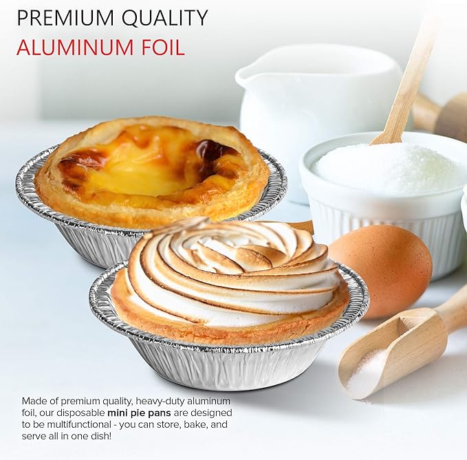 Stock Your Home 100 Count Aluminum Mini Pie Pans - 3 Inch Disposable Recyclable Foil Pie Tins for Bakeries, Cafes, Restaurants
