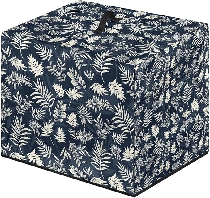 Meat Slicer Cover with Side Pockets for Home Use Dust-proof Food Slicers Meat Slicer Protection Case for Recipe Stainless Steel Blade, Brush, Kitchen Decor, Retro Palm Leaf Pattern Print