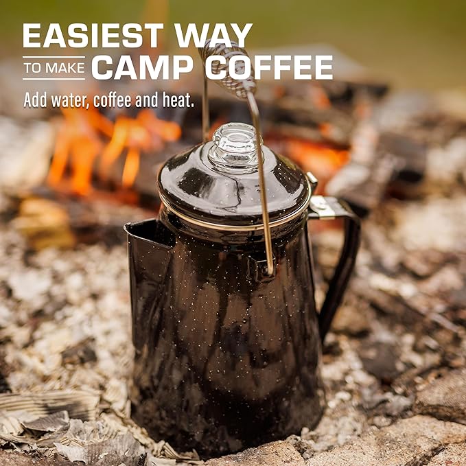 COLETTI Classic Percolator Coffee Pot — The Most Nostalgic Camping Coffee Pot, Now Modernized [Black Enamel, 12 Cup]