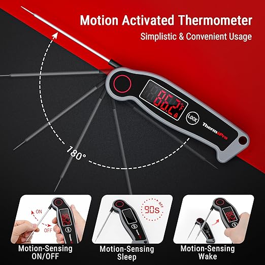 ThermoPro TP19 Waterproof Digital Meat Thermometer for Grilling with Ambidextrous Backlit & Thermocouple Instant Read Kitchen Cooking Food Thermometer for Candy Water Oil BBQ Grill Smoker