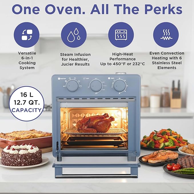 Magnavox Home, 16.5 qt Air Fryer Oven, With Steam Infusion, Ocean