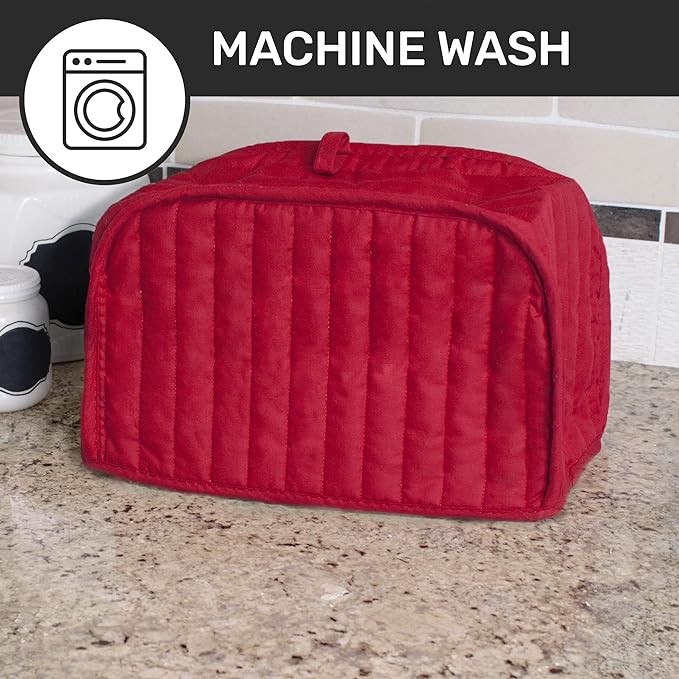 RITZ Premium Universal Two Slice Toaster Cover, 11.25" x 5.75" x 7", Polyester and Cotton Quilted, Fingerprint Protector, Super Soft Appliance & Dust Cover, Appliance NOT Included, Paprika
