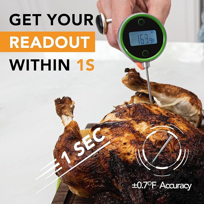 Pocket Pro 1-Second Instant Read Digital Meat Thermometer Rechargeable for Grilling, Food, BBQ, Kitchen Cooking, Oil Deep Frying & Candy (Iced Mango)