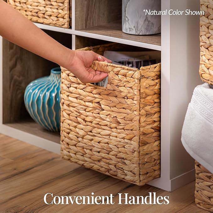 Best Choice Products 12x12in Pack of 5 Cube Storage Baskets, Water Hyacinth Multipurpose Collapsible Organizers, Handwoven Laundry Totes for Laundry, Living Room, Kids Room & Nursery - Brown