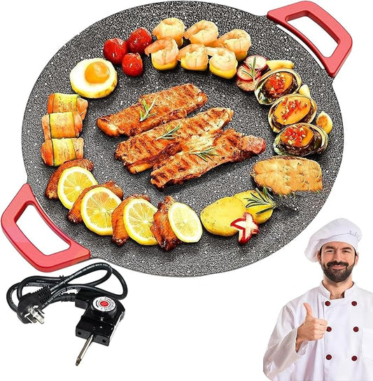 Non-Stick Electric Indoor Grill Pan, 11-15.74in Electric Griddle Nonstick, Multi-functional Korean Electric Indoor Grill, Smokeless Portable Electric Gril (36cm/15in)