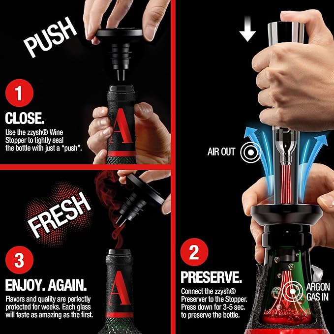 Wine Stopper | Preserve Flavors 8+Weeks | Top-notch Wine Bottle Stopper (Black)