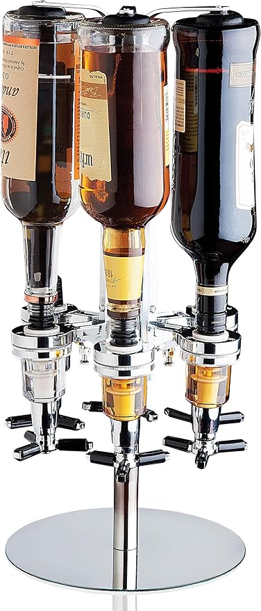Godinger 6 Bottle Liquor Dispenser, Revolving Whiskey Bottle Dispenser Holder