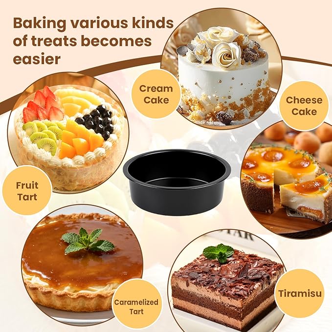 10 Inch Cake Pan Set of 2 - Nonstick Carbon Steel Round Cake Baking Pans with Parchment Paper, Dishwasher Safe, Durable for Large Layer Cakes, Birthday & Christmas Baking