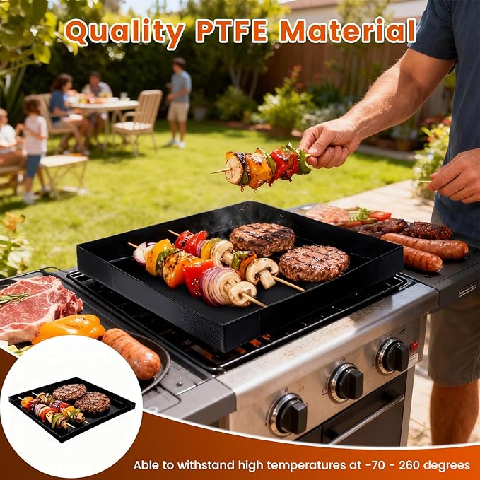 Professional-Grade 1-Pack PTFE Solid Oven Baskets, 11x11x1 Inch Non-Stick Solid Oven Trays for Commercial Kitchens & High-Volume Cooking