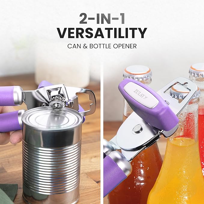 Zulay Kitchen Manual Can Opener with Bottle Opener with Turn Knob
