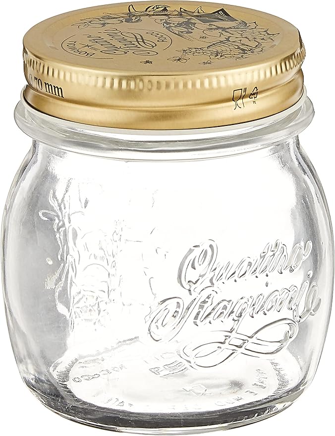 Bormioli Rocco Quattro Stagioni Clear Airtight Mason Jar, 8.5 Oz. Made from Food Safe Durable Glass, Made in Italy.
