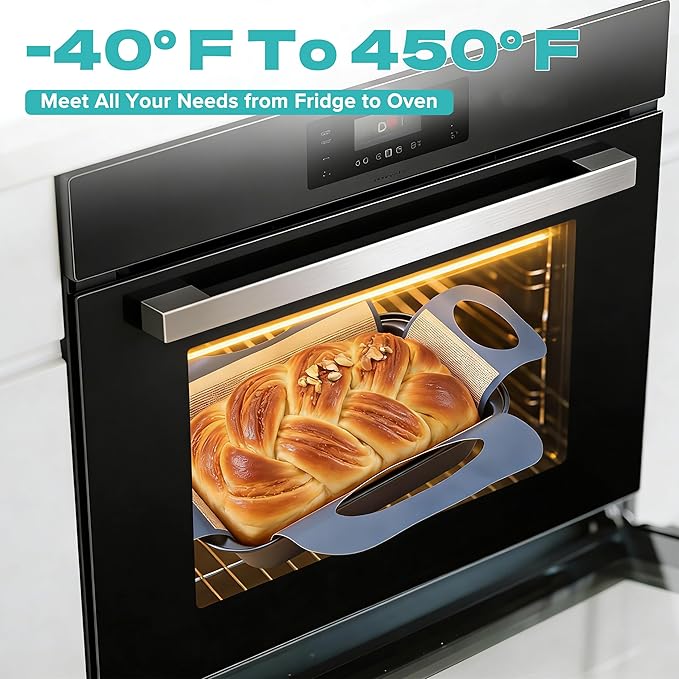 9 x 5 Loaf Pan Set with Silicone Bread Sling – 2 Bread Pans + 2 Nonstick Loaf Liners for Homemade Baking, Sourdough, Banana Bread, Sandwich Loaves – Rectangular Baking Tray for Kitchen Home Baker