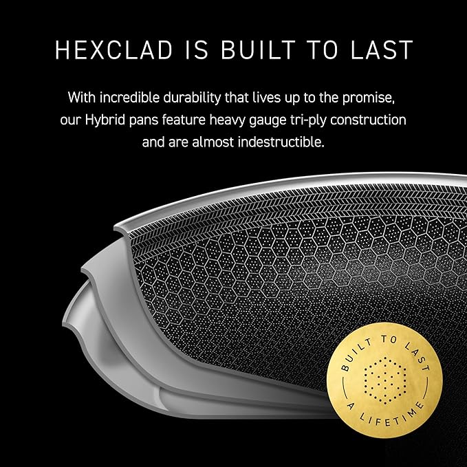 HexClad Hybrid Nonstick BBQ Grill Pan, Dishwasher-Friendly, BBQ and Oven-Safe Up to 900°F