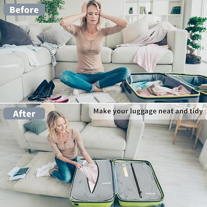 Vacuum Bag for Travel, Professional IPX8 Waterproof Reusable Vacuum Compression Bags for Travel Suitcases, Durable Space Saver Bag(1 Large,No Pump)