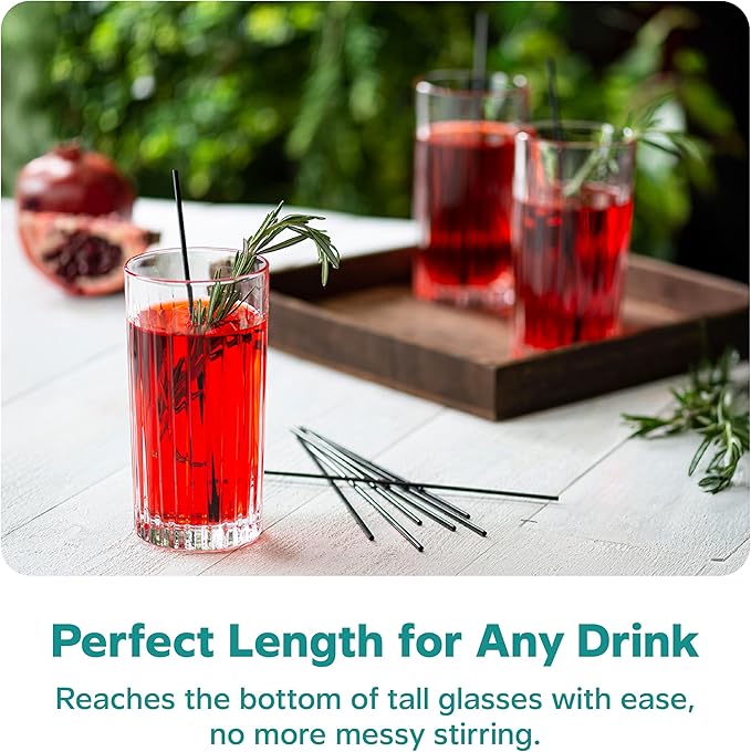 Comfy Package [7 Inch - 1000 Count] Black Coffee Drink Stirrers & Cocktail Straws - Disposable Plastic Sip Stir Sticks for Hot & Cold Beverages