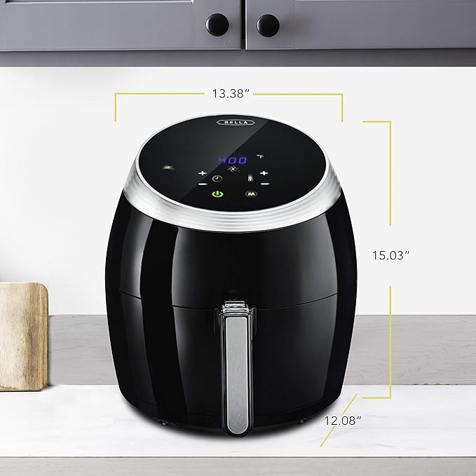 BELLA (14679) 5.3 Quart Air Convection Fryer, Black, black 5.3qt