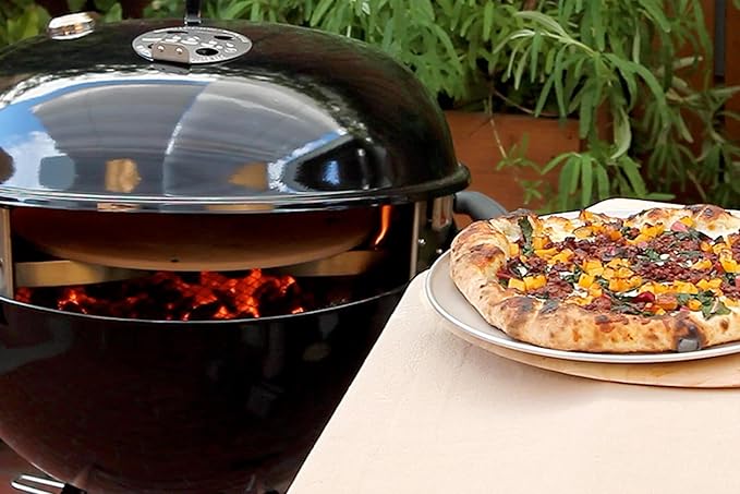 Pizzacraft PC7001 PizzaQue Deluxe Outdoor Pizza Oven Kettle Grill Conversion Kit, Silver, 18''/22.5''