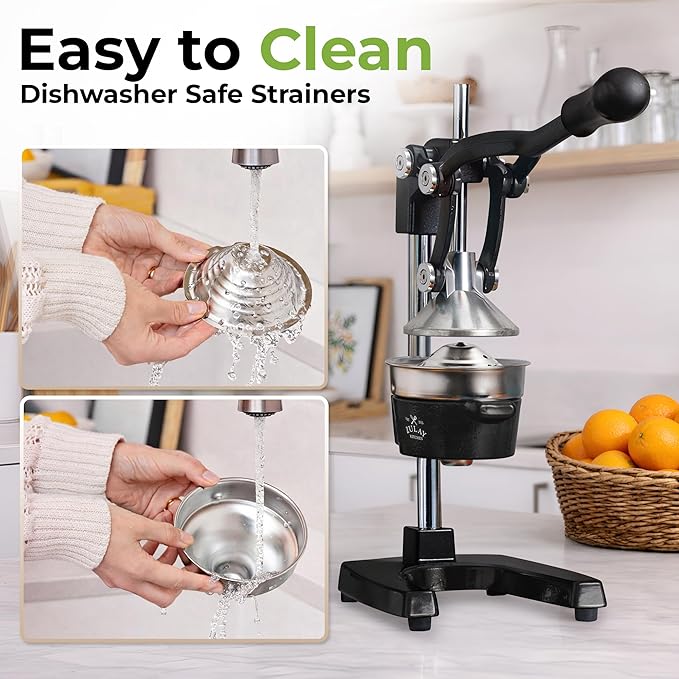 Zulay Kitchen Cast Iron Juicer - Heavy Duty Manual Juicer with Detachable Strainers for Easy Cleaning, Orange Juice Press for Citrus Fruits, Perfect for Bartenders, Juice Lovers & Health Enthusiasts