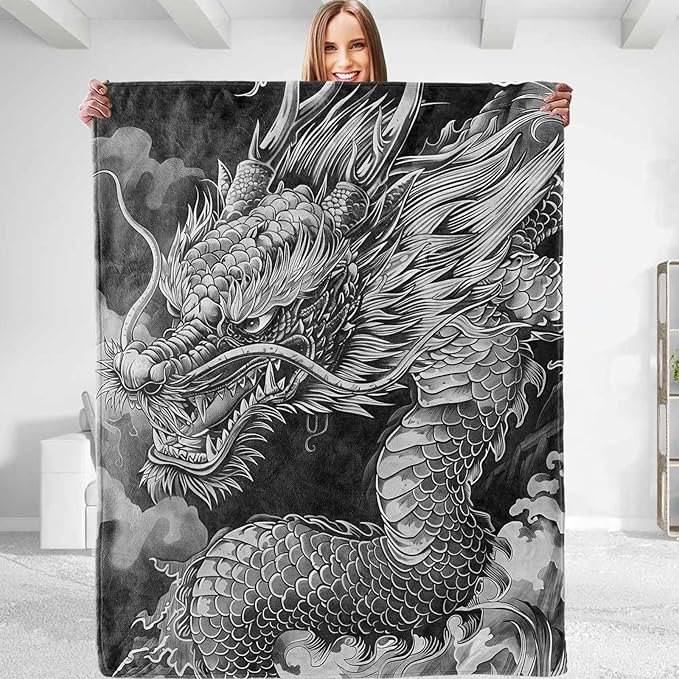 Majestic Dragon Plush Throw Blanket - Soft, Comfy, Lightweight, Warm, and Fuzzy - Ideal Gift for Men and Boys - Perfect for Couch, Bedroom, Travel, Bed - 50x40 inches