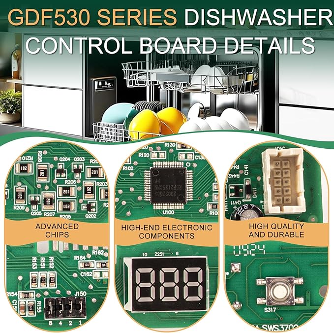 Dishwasher User Interface Control Board Replacement Compatible with GE GDF530 Series GDF530PSMSS,GDF530PMMES,GDF530PGMWW