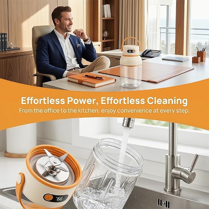 Portable Electric Juicer Cup with Zero Cord Hassle,Rechargeable Personal Blender,Digital Display,Power off when the lid is opened,2600mAh battery capacity for Gym, Office, Outdoors (800ml)