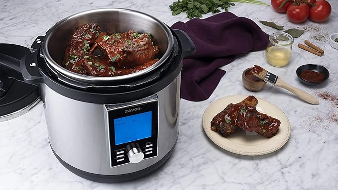 Zavor LUX LCD 6 Quart Multi-cooker with America's Test Kitchen Multicooker Perfection Cookbook, Stainless Steel