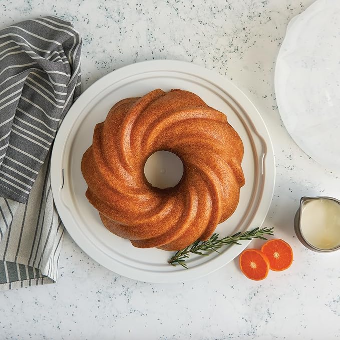 Nordic Ware Formed Swirl Bundt with Keeper, 10 Cup, Twilight Blue