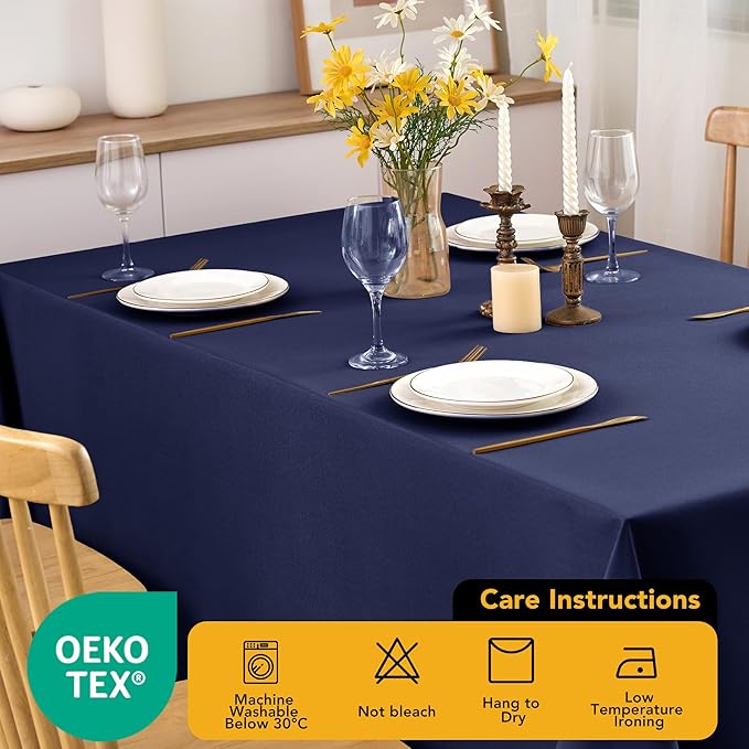 10-Pack Navy Blue Tablecloths for Rectangle Tables, 60 x 84 Inches, Stain-Resistant Polyester Fabric for 4 Foot Tables - Washable Table Covers for Weddings, Banquets, Birthday Parties, Events