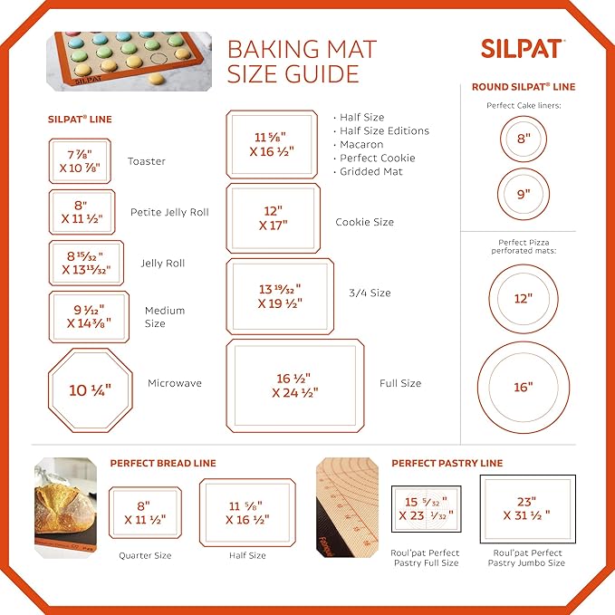 Silpat The Original Round Cake Liner Non-Stick Silicone Baking Mat, 8", AH197-01