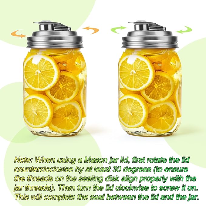Palksky Mason Jar Pour Spout Lid Stainless Steel, Wide Mouth Pour Spout Flip Cap Lids for Mason Jars, anticracking Leak Proof Seal Cover Airtight for Drinking Salad Dressing & Food Storing(2PCS)