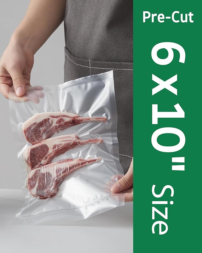 Syntus 200 Count Vacuum Sealer Bags Pint 6 x 10 inch for Seal a Meal, Commercial Grade BPA Free Heavy Duty Precut Seal Bags, Food Vac Bags for Storage, Meal Prep or Sous Vide