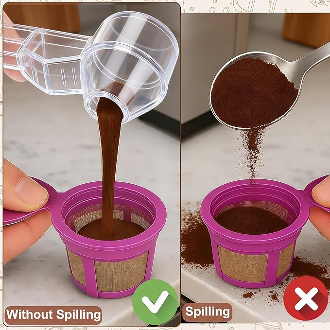 Palksky Coffee Scoop & Funnel for Reusable K Cup Refillable Coffee Pods, 2 Tablespoon Slide Coffee Measuring Funnel Scooper,1PCS - Transparent