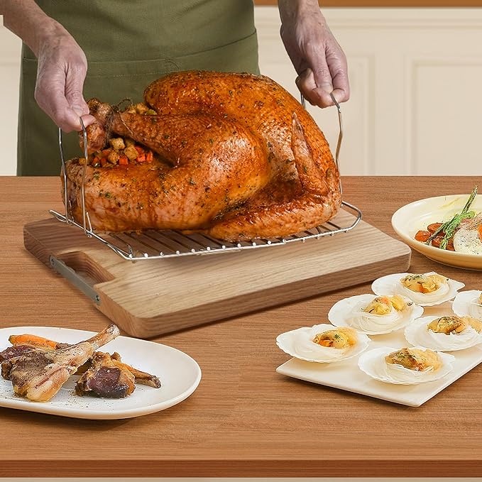 Roaster Oven 22Qt, Turkey Electric Roaster Oven Buffet with Self-Basting Lid, Removable Pan, Cool-Touch Handles, Stainless Steel, Silver
